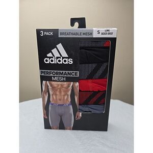 Adidas Men's Sport Performance Mesh Long Boxer Brief Underwear (3 Pack) SMALL